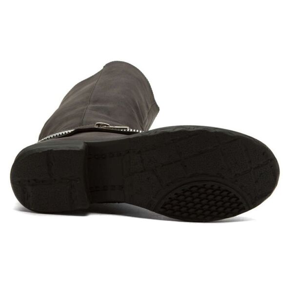 MOTO Style Black Tall Boots With Zipper Feature - Picture 7 of 8